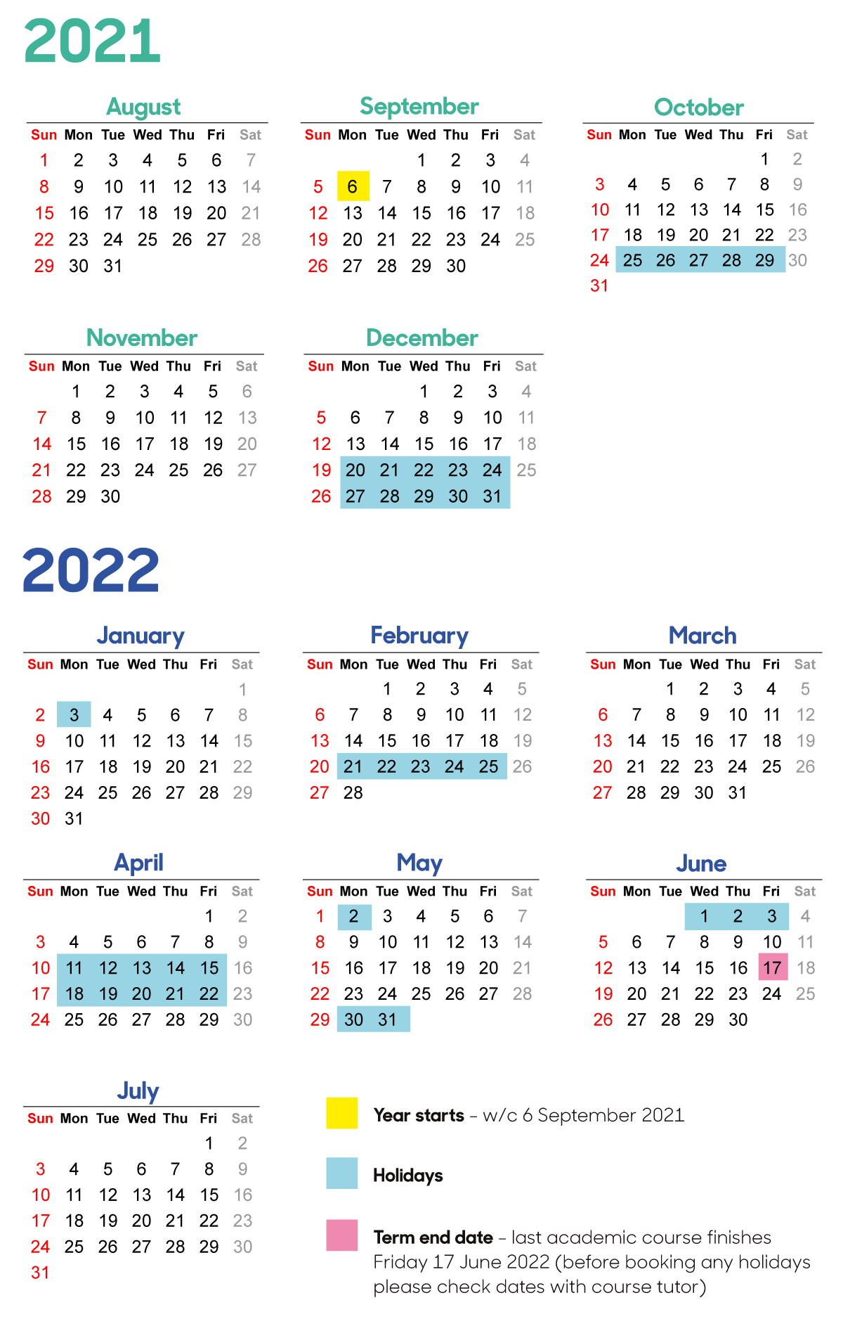 Term Dates | Gateshead College | Gateshead College